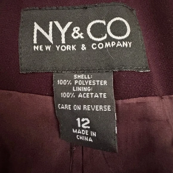 New York & Company Burgundy Blazer – Size 12 – NWT - Picture 4 of 12